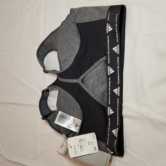NWT Adidas Powerreact Medium Support Sports Bra size 1x - Gray - Picture 3 of 7